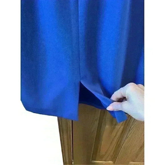 NWT BLACK HALO SHIFT BLUE SLEEVELESS Asymmetrical neck DRESS SIZE 2/4 XS - Picture 4 of 14